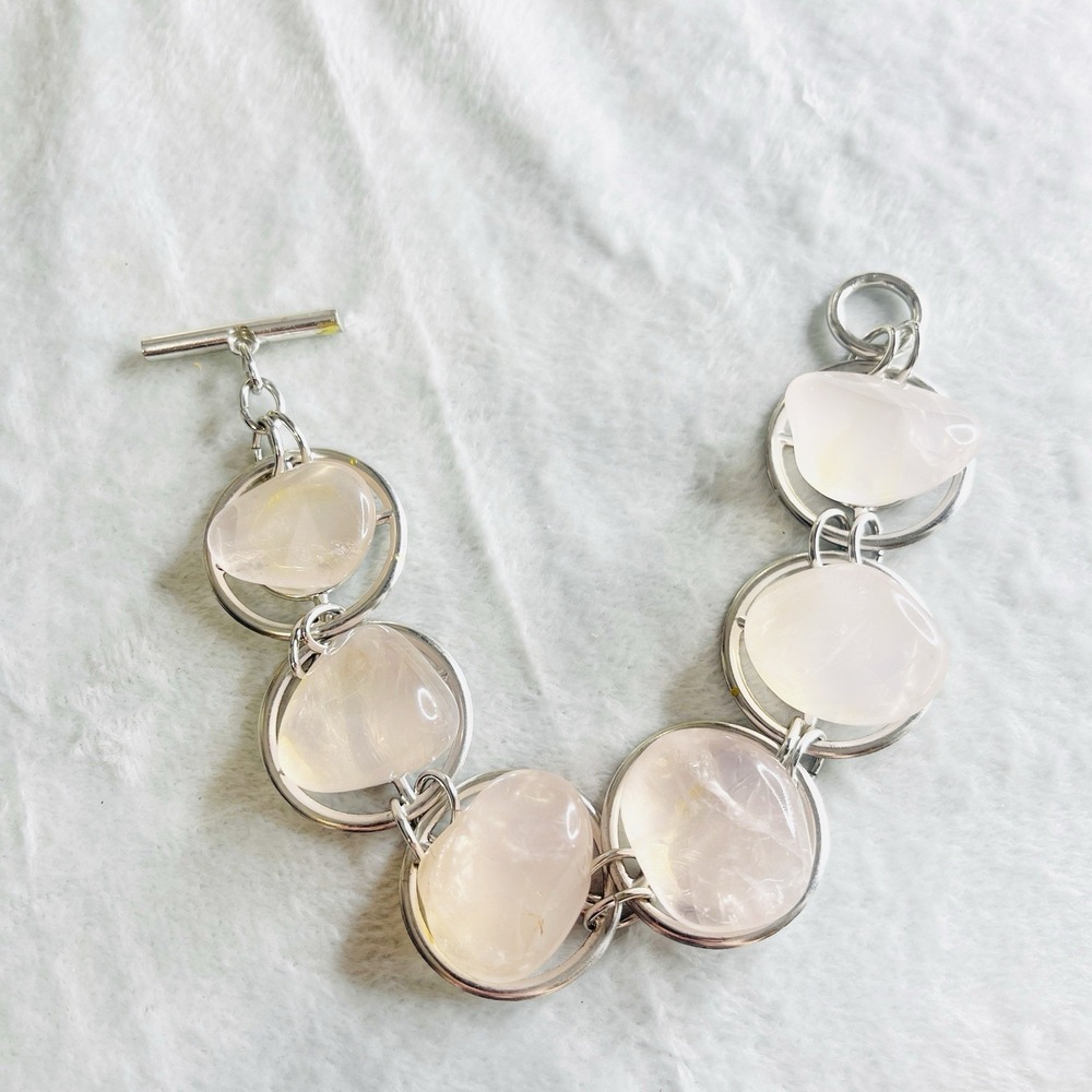 Chunky‎ Rose Quartz Bracelet Chain Toggle Y2K Boho